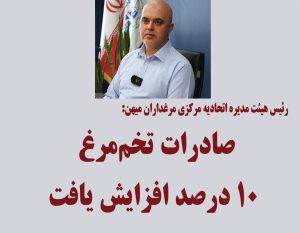صادرات تخم مرغ 10 درصد افزایش یافت